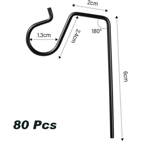 Light Hanger Christmas Gutter Light Hook Metal Outdoor Gutter (Black, 80 Pieces) - Picture 3 of 7